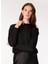 Siyah Kadın Bisiklet Yaka Basic Payetli Sweatshirt F4WL-SWT0130 2