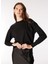 Siyah Kadın Bisiklet Yaka Basic Payetli Sweatshirt F4WL-SWT0130 4