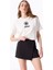 Bisiklet Yaka Baskılı Kırık Beyaz Kadın T-Shirt J4SL-TST7027 3