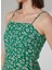 Yeşil Kadın Askılı Midi Dar Çiçekli Kare Yaka Elbise 22SS-01-0316 6