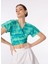 Yeşil - Çok Renkli Kadın V Yaka Crop Bluz F4SL-BLZ0836 1