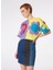 Yuvarlak Yaka Desenli Çok Renkli Kadın T-Shirt 241K1A0704 4