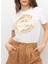Yuvarlak Yaka Baskılı Beyaz Kadın T-Shirt 76PAHG12 1