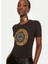 Yuvarlak Yaka Baskılı Siyah Kadın T-Shirt 76PAHE08 3
