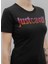 Yuvarlak Yaka Baskılı Siyah Kadın T-Shirt 76PAHE06 2