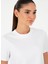 Beyaz Kadın Slim Fit Düz T-Shirt Sımo 2