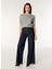 Koyu Indigo Kadın Geniş Fit Düz Denim Pantolon SGZB206 2