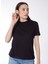 Siyah Kadın Standart Baskılı T-Shirt 76PAHE03 2