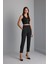 Süs Düğme Detaylı Siyah Triko Crop Top 2