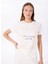 Kırık Beyaz Kadın Bisiklet Yaka Basic Baskılı T-Shirt FC4SL-TST0260 1
