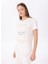 Kırık Beyaz Kadın Bisiklet Yaka Basic Baskılı T-Shirt FC4SL-TST0260 3