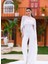 Beyaz Hologram Payetli Şifon Bluz Detaylı Tulum 1
