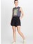 Siyah Kadın Relaxed Şort W2510735001-BELI Bağlamalı Tencel Ş 1