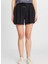 Siyah Kadın Relaxed Şort W2510735001-BELI Bağlamalı Tencel Ş 3