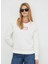 Ekru Kadın Yuvarlak Normal Baskılı Sweatshirt PL581398 2