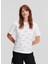 Yuvarlak Yaka Baskılı Beyaz Kadın T-Shirt 240W1704 2