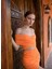 Turuncu Düşük Omuz Bodycon Mini Elbise 3