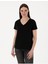 Siyah Regular Fit V Yaka Basic Tişört 1