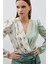 Çift Desenli Kruvaze Bodysuit Bluz - Çağla Yeşili 2