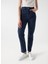 Koyu Mavi Kadın Dar Paça Yüksek Bel Mom Fit Denim Pantolon 21007036 2