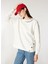 Ekru Kadın Bisiklet Loose Fit Nakışlı Sweatshirt M4WL-SWT-1012 3