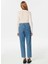 Yüksek Bel Boru Paça Mom Fit Indigo Kadın Denim Pantolon T00000018016629 6