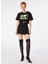 Yuvarlak Yaka Baskılı Siyah Kadın T-Shirt 241K1J0703 3