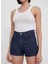 Yüksek Bel Koyu Mavi Kadın Denim Şort PL801111CT8 2