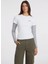 Beyaz Kadın Bisiklet Yaka Slim Fit Desenli T-Shirt Gj Ss Cn Slım Mını A - Mıd Organıc 2