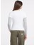 Beyaz Kadın Bisiklet Yaka Slim Fit Desenli T-Shirt Gj Ss Cn Slım Mını A - Mıd Organıc 4