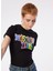 Yuvarlak Yaka Baskılı Siyah Kadın T-Shirt 241K1A0708 2