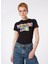 Yuvarlak Yaka Baskılı Siyah Kadın T-Shirt 241K1A0708 4