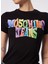 Yuvarlak Yaka Baskılı Siyah Kadın T-Shirt 241K1A0708 5