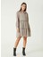 Bej Kadın Bisiklet Yaka Regular Fit Desenli Elbise 1092507 4