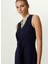 Lacivert Kadın V Yaka Slim Fit Elbise 1087408 4