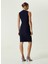 Lacivert Kadın V Yaka Slim Fit Elbise 1087408 6