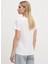 Beyaz Kadın Normal Baskılı T-Shirt PL505941 4