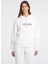 Beyaz Kadın Kapüşon Yaka Normal Kalıp Desenli Sweatshirt Gj Hood Os Amerıcan - Organıc Co/pl 2