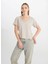 V Yaka Bej Kadın T-Shirt W241664614-V Yaka T-Shirt 1