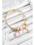 316L Çelik Pembe Zirkon Taşlı Anahtar ve Kalp Model Gold Renk Charm Bileklik 1