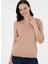Pudra Kadın V Slim Fit Düz Kazak E-Carde 3