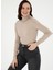 Bej Kadın Tam Balıkçı Slim Fit Düz Kazak Forge 3
