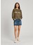 Haki Kadın Yuvarlak Standart Baskılı Sweatshirt PL581452 1