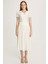 Lily Regular Fit Midi Boy Yüksek Bel Ekru Renk Etek 3