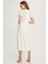Lily Regular Fit Midi Boy Yüksek Bel Ekru Renk Etek 4