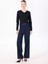 Lacivert Kadın V Slim Fit Düz Kazak E-Carde 2