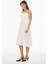 Branny Regular Fit Midi Boy Askılı Kare Yaka Ekru Renk Elbise 2