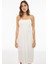 Branny Regular Fit Midi Boy Askılı Kare Yaka Ekru Renk Elbise 3