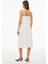 Branny Regular Fit Midi Boy Askılı Kare Yaka Ekru Renk Elbise 4