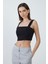 Kalın Askılı Siyah Crop Top 2